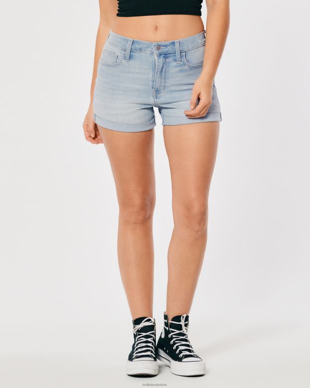 Bottoms Hollister Women High-Rise Light Wash Denim Shorts 3\\ 48820499 Light Wash